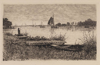 KG 09198
<br/>
'Rambles in Holland': Rivierlandschap met hengelaar
<br/>
<em>Stark, Elias (1849-1933)</em>